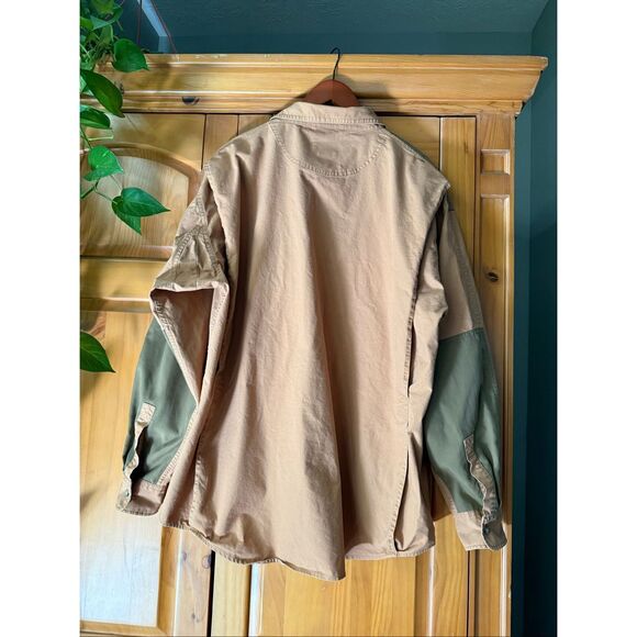Beretta x Flint Oak Shooting Shirt – XL-Tan/Khaki with Olive Green Patches - Picture 6 of 11
